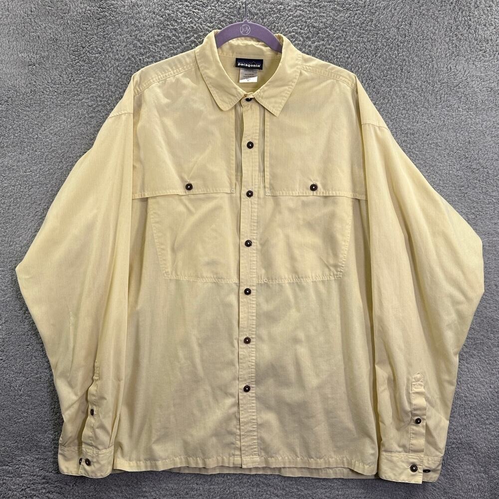 Patagonia Men's Shirt XL Yellow Button-Up Lightweight Outdoor Casual Long Sleeve